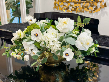 White French Style Real Touch Gold Vase Arrangement